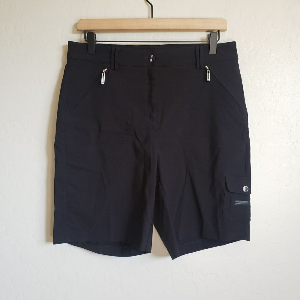 Jamie Sadock Golf Stretch Athletic Shorts Zipper Pockets Jet Black Size Womens 8